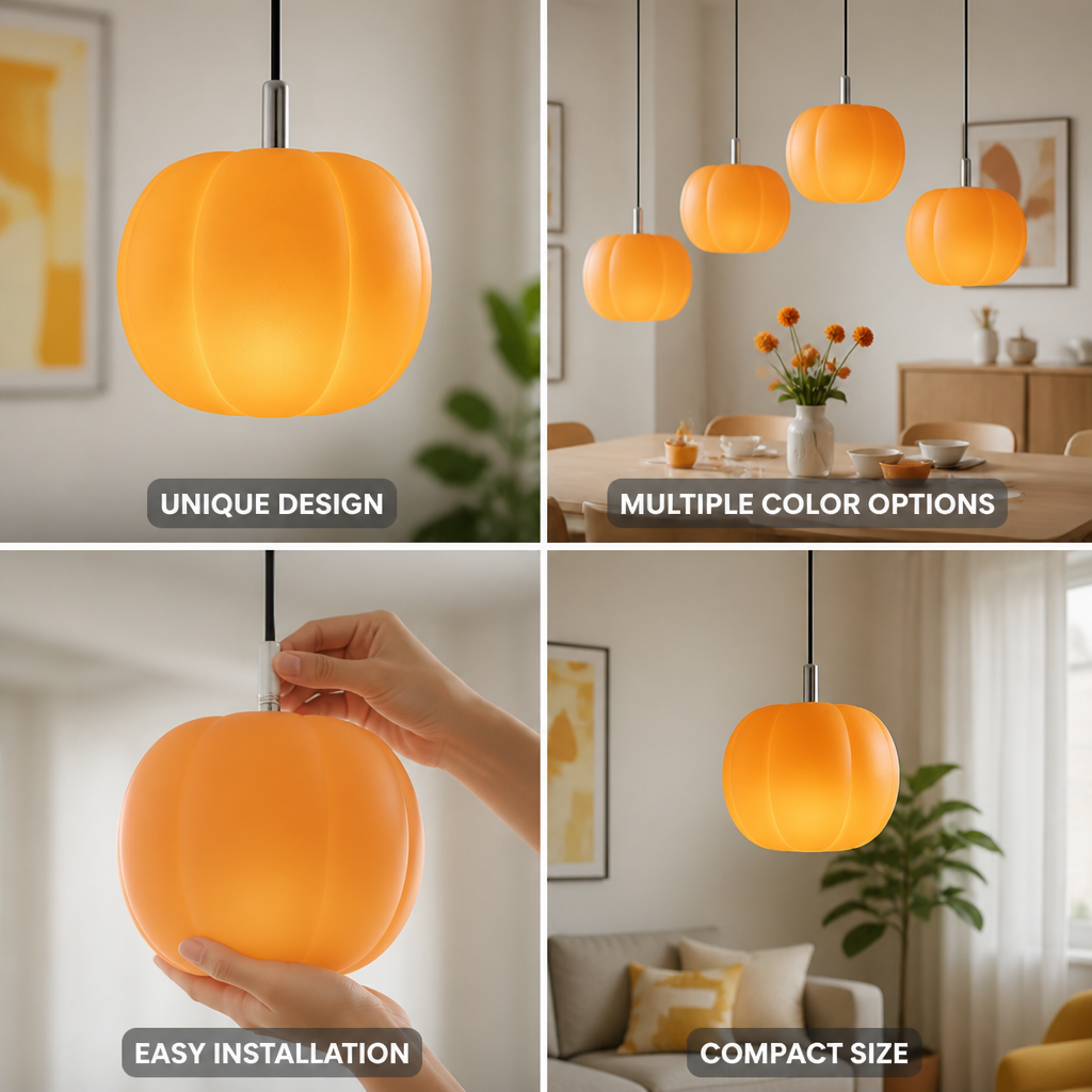 Pumpkin-Shaped Macaron Glass Pendant Light (20cm)