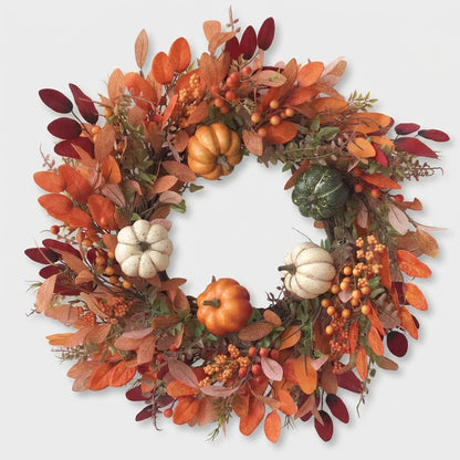 Pumpkin Wreath Handcrafted Indoor/Outdoor Artificial Pumpkins