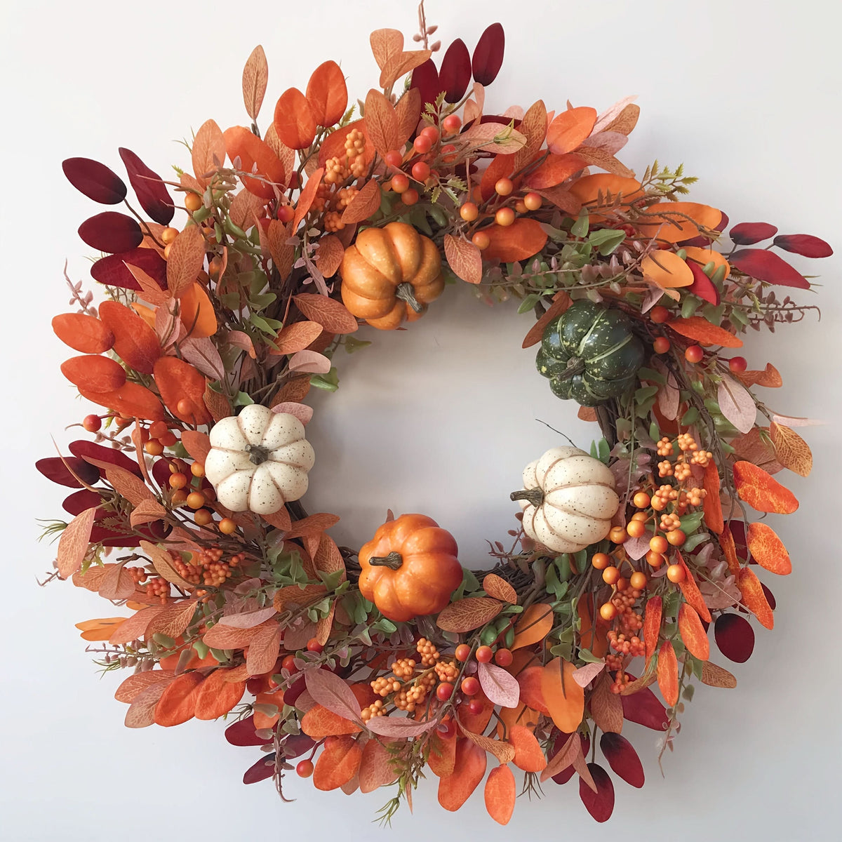 Pumpkin Wreath Handcrafted Indoor/Outdoor Artificial Pumpkins