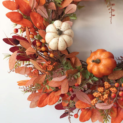 Pumpkin Wreath Handcrafted Indoor/Outdoor Artificial Pumpkins
