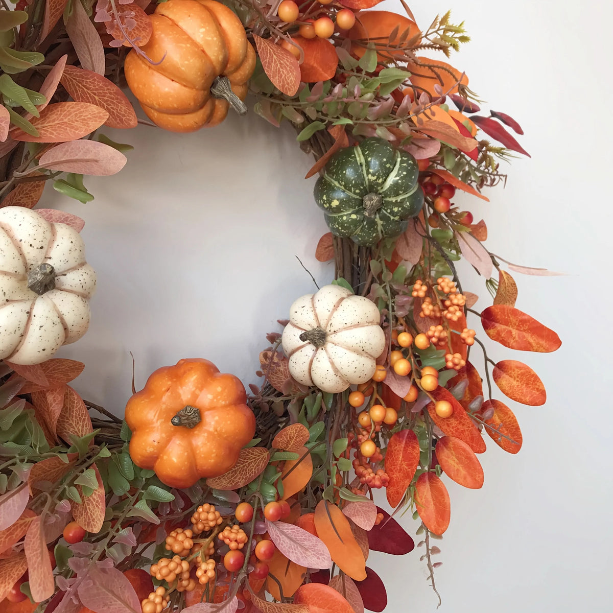 Pumpkin Wreath Handcrafted Indoor/Outdoor Artificial Pumpkins
