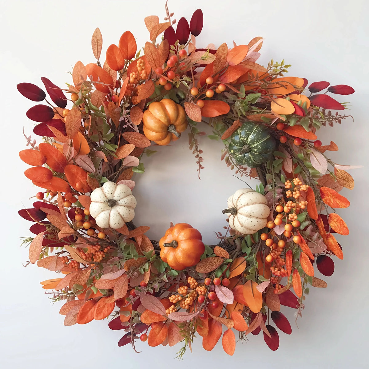 Pumpkin Wreath Handcrafted Indoor/Outdoor Artificial Pumpkins