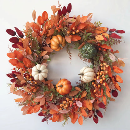 Pumpkin Wreath Handcrafted Indoor/Outdoor Artificial Pumpkins