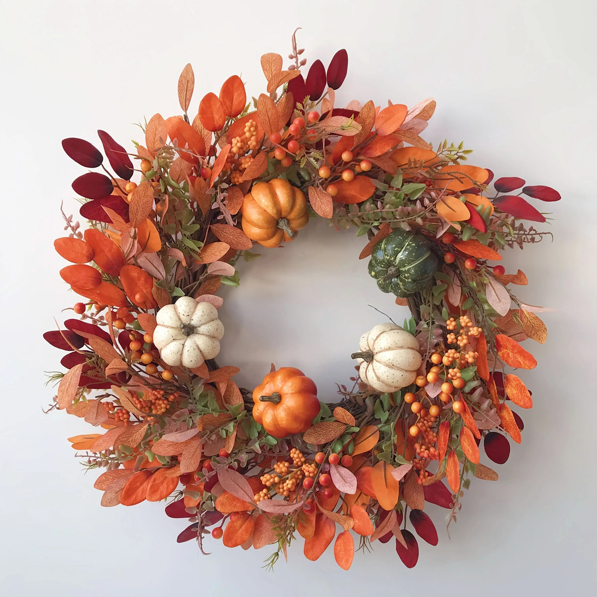 Pumpkin Wreath Handcrafted Indoor/Outdoor Artificial Pumpkins