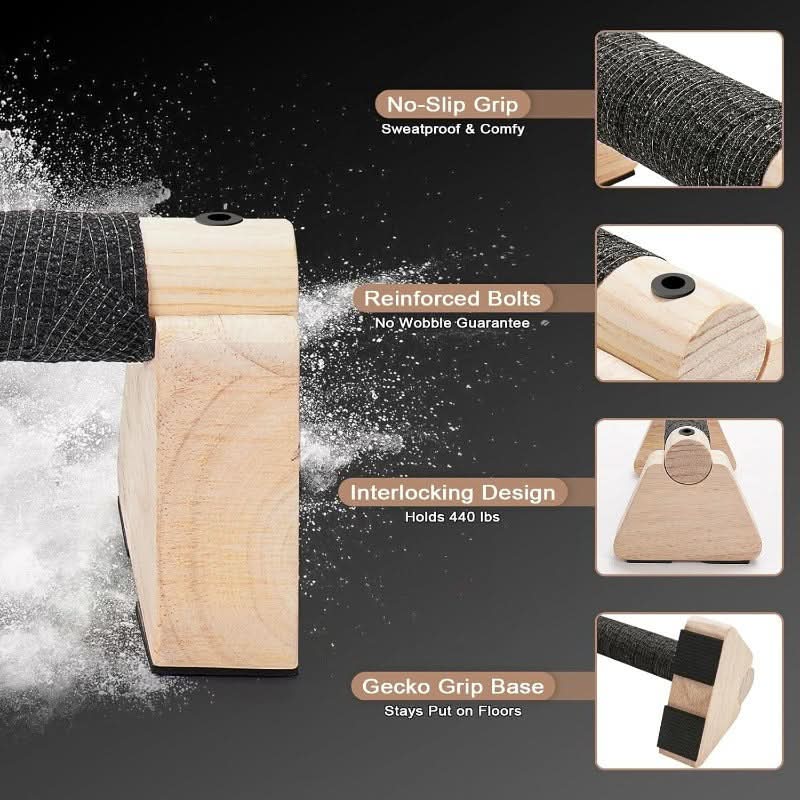 Push-Up Bars Wooden Stable Set of 2