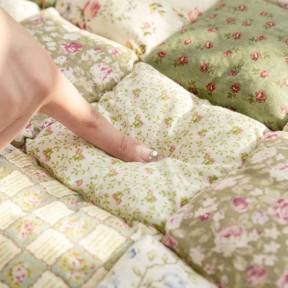 Quilted Sofa Cover Floral Patchwork Breathable Microfiber