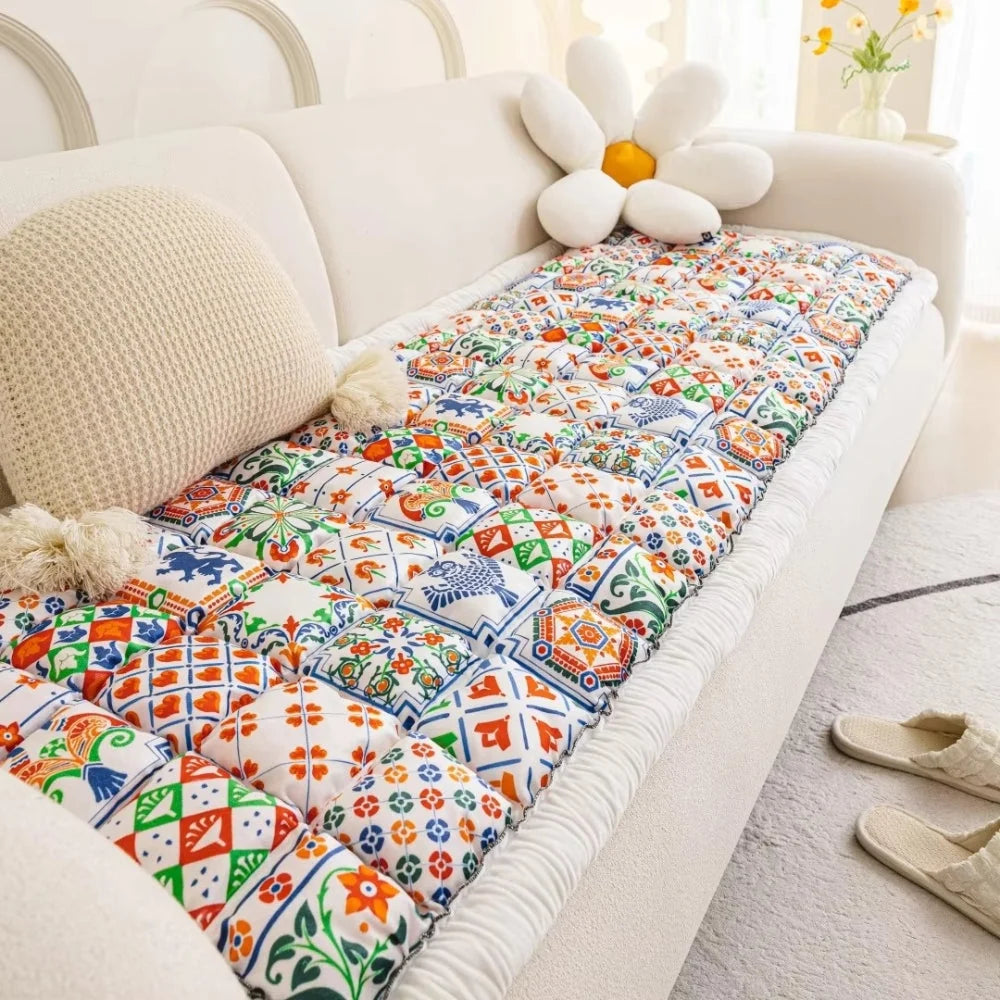 Quilted Sofa Cover Microfiber Blend Non-Slip Backing