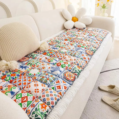 Quilted Sofa Cover Microfiber Blend Non-Slip Backing