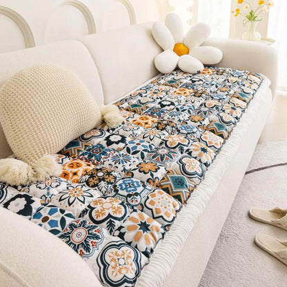 Quilted Sofa Cover Microfiber Blend Non-Slip Backing