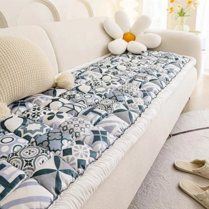 Quilted Sofa Cover Microfiber Blend Non-Slip Backing