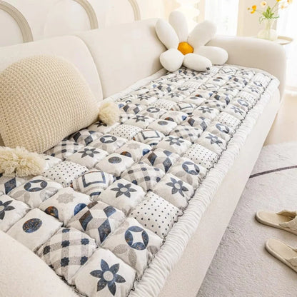 Quilted Sofa Cover Microfiber Blend Non-Slip Backing