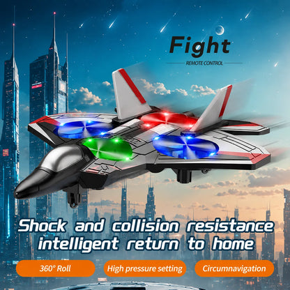 RC Fighter Jet Toy 360° Stunts LED Lights Shock-Resistant