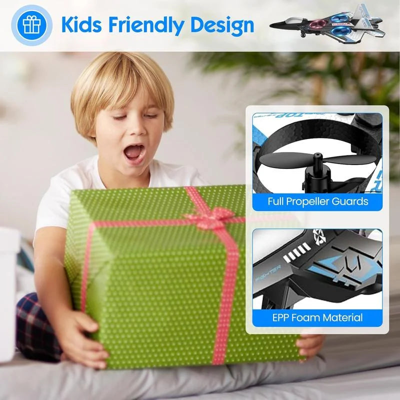 RC Fighter Jet Toy 360° Stunts LED Lights Shock-Resistant