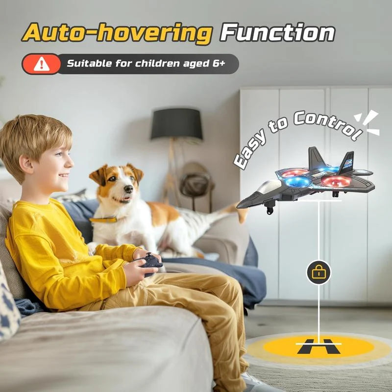 RC Fighter Jet Toy 360° Stunts LED Lights Shock-Resistant
