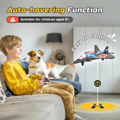 RC Fighter Jet Toy 360° Stunts LED Lights Shock-Resistant