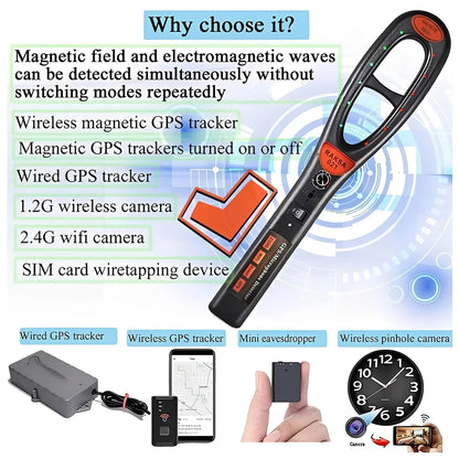 RF Detector Multi-Band Sound Light & Vibration Alerts