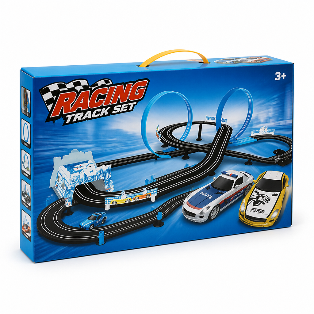 Racing Track Set Double-Lane Loops & Diecast Cars