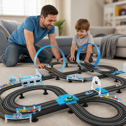 Racing Track Set Double-Lane Loops & Diecast Cars