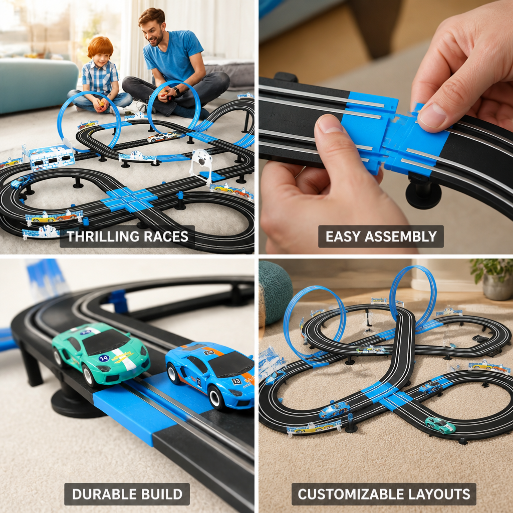 Racing Track Set Double-Lane Loops & Diecast Cars