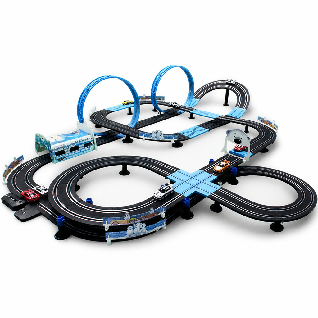 Racing Track Set Double-Lane Loops & Diecast Cars