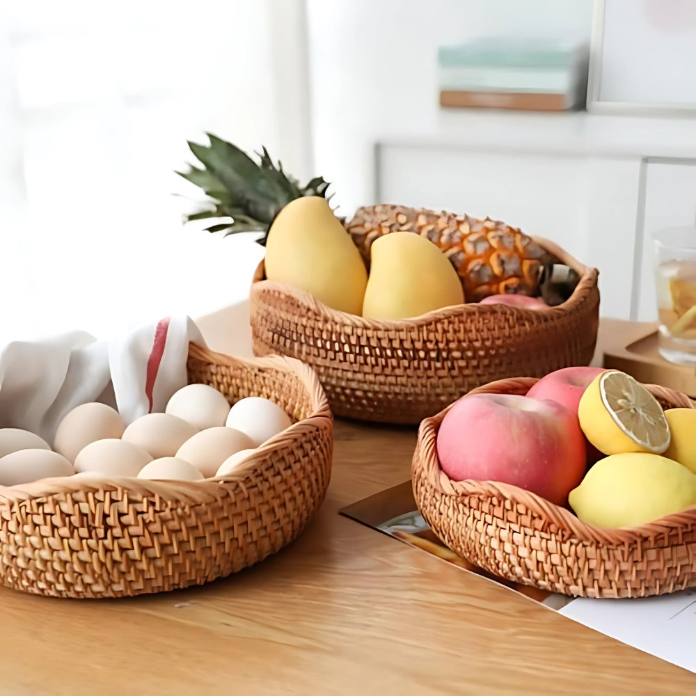 Rattan Storage Basket Handwoven Eco-Friendly 3 Sizes