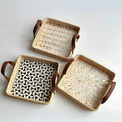 Rattan Tray Handwoven Assorted Round & Square