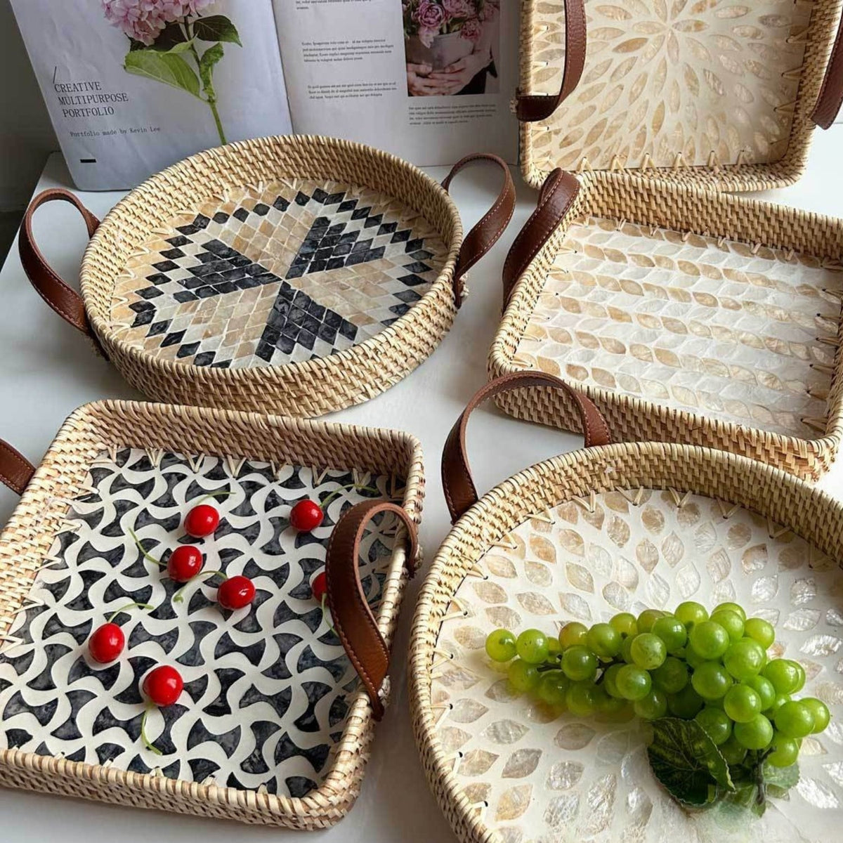 Rattan Tray Handwoven Assorted Round & Square