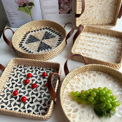 Rattan Tray Handwoven Assorted Round & Square