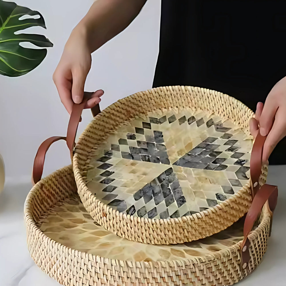 Rattan Tray Handwoven Assorted Round & Square