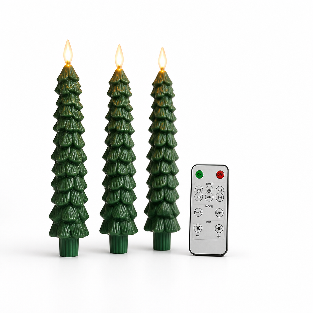 Real Wax Christmas Tree Led Candle Set (400+ Hour Runtime)