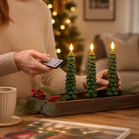 Real Wax Christmas Tree Led Candle Set (400+ Hour Runtime)