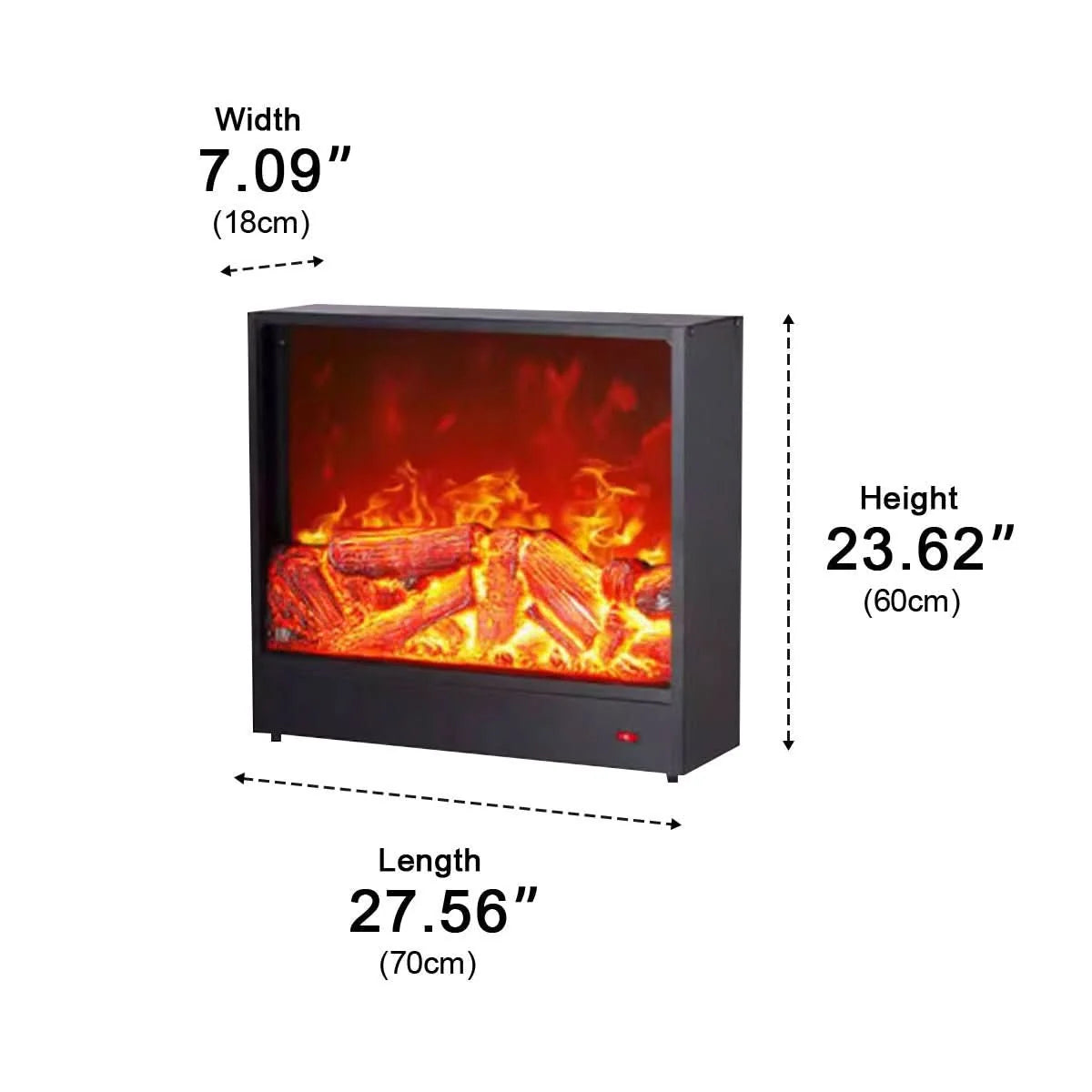 Recessed Wall Heater Realistic LED Flame & Remote Control
