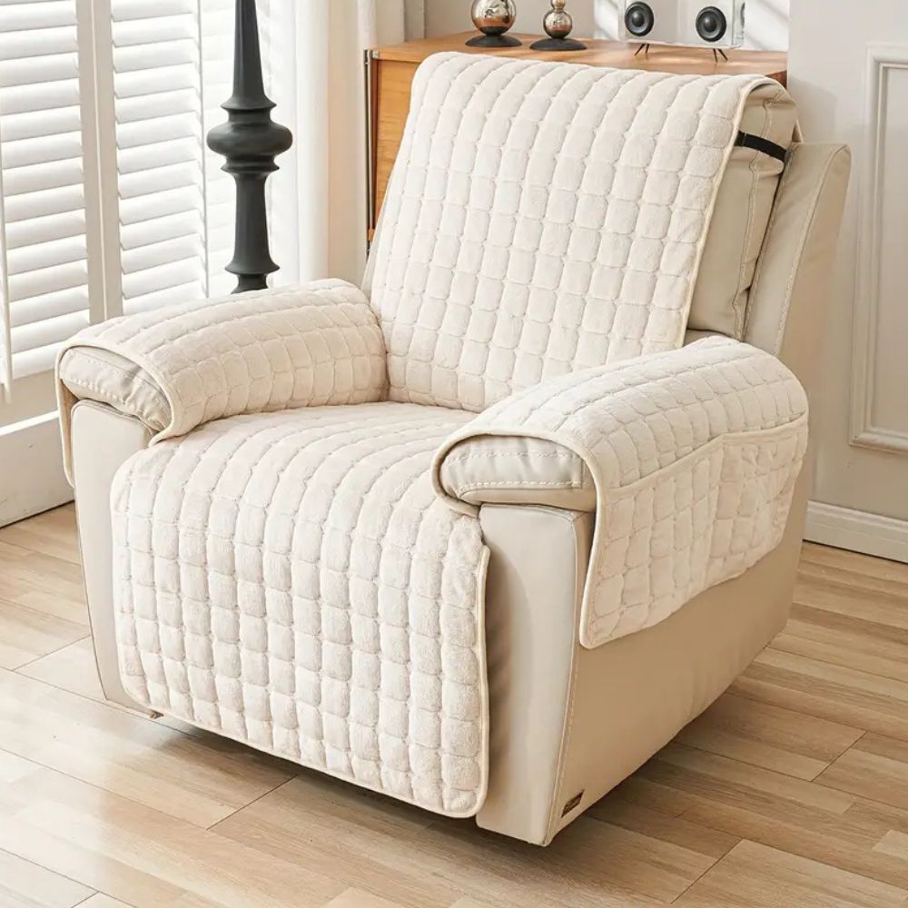 Recliner Cover Quilted Microfiber Non-Slip Side Pocket