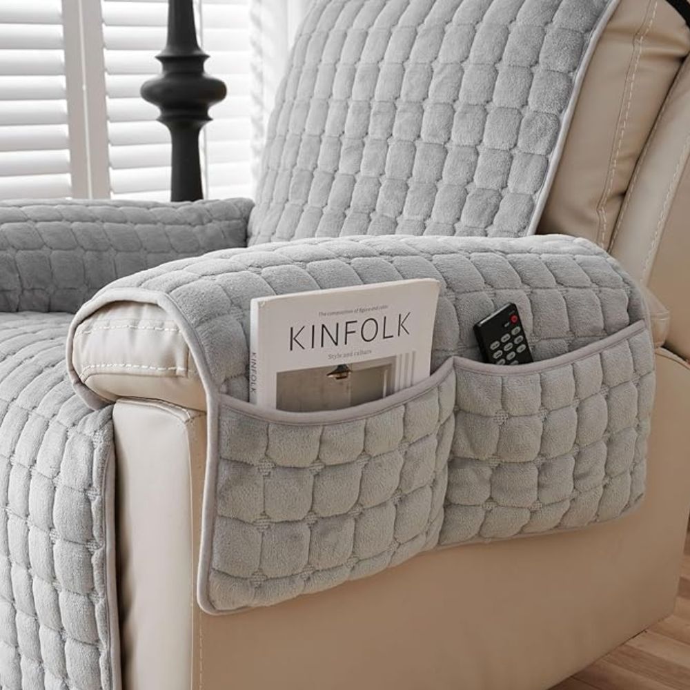 Recliner Cover Quilted Microfiber Non-Slip Side Pocket