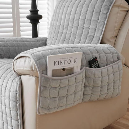 Recliner Cover Quilted Microfiber Non-Slip Side Pocket