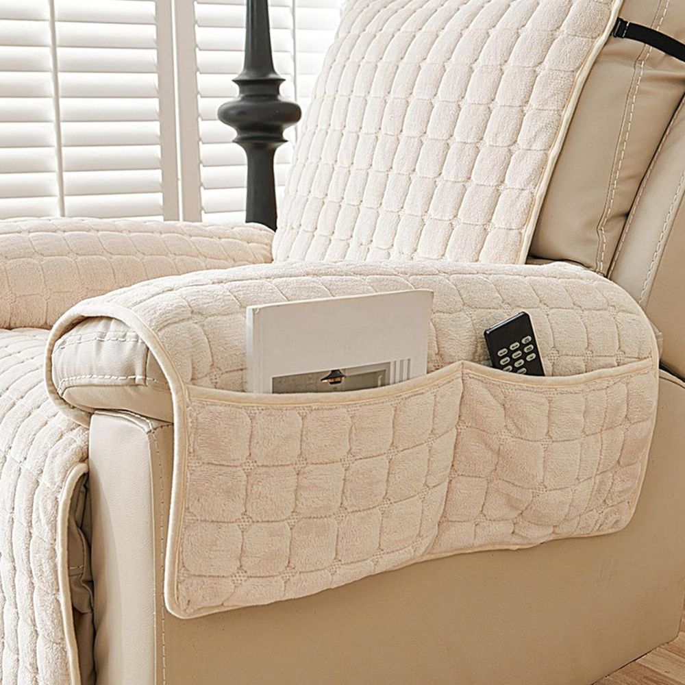 Recliner Cover Quilted Microfiber Non-Slip Side Pocket