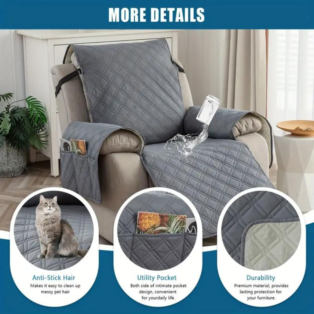 Recliner Slipcover Waterproof Quilted Microfiber Non-Slip Fit