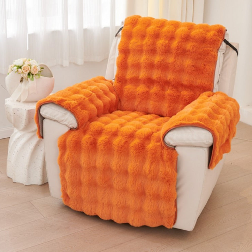Recliner Sofa Cover Plush Faux Fur Non-Slip & Machine Washable