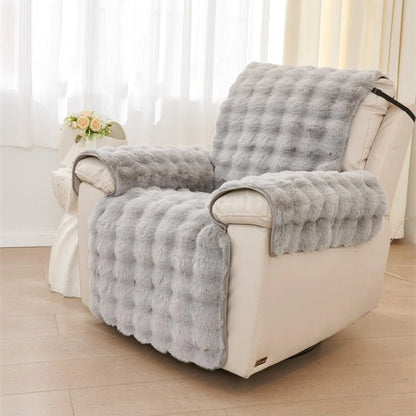Recliner Sofa Cover Plush Faux Fur Non-Slip & Machine Washable