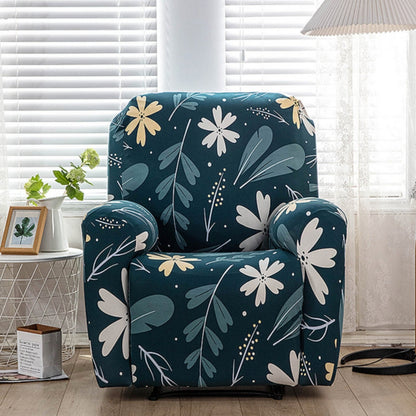 Recliner Sofa Cover Stretch Fit Floral With Side Pockets