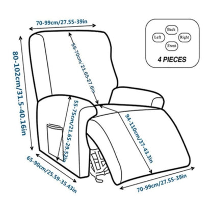 Recliner Sofa Cover Stretch Fit Floral With Side Pockets