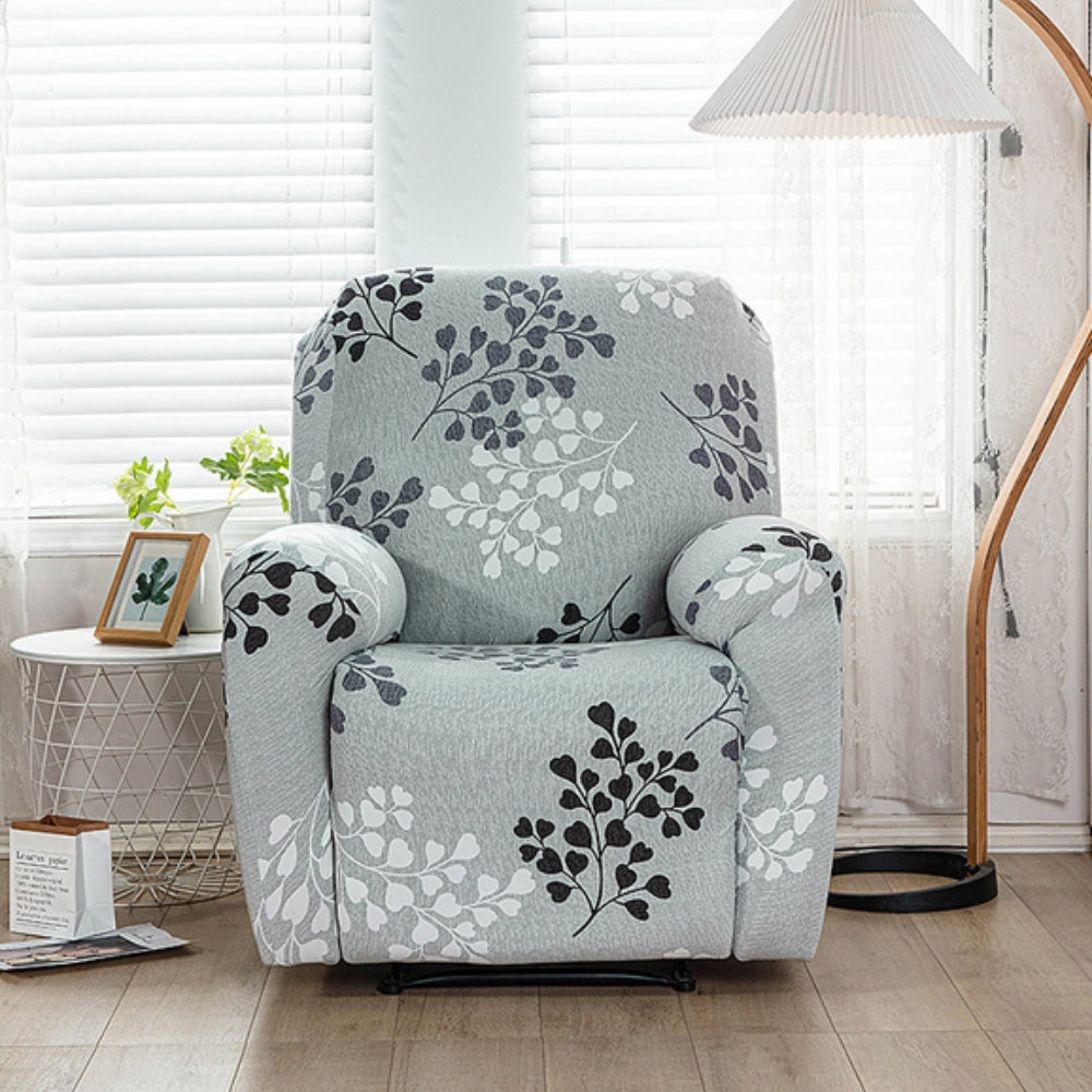 Recliner Sofa Cover Stretch Fit Floral With Side Pockets
