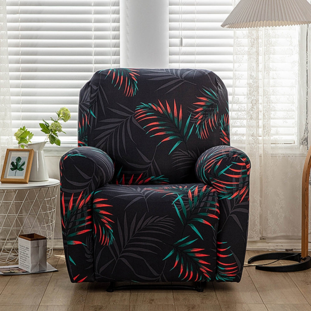 Recliner Sofa Cover Stretch Fit Floral With Side Pockets