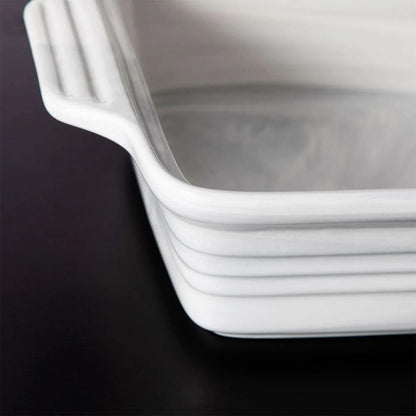Rectangular Casserole Dish Glazed Porcelain Lid Oven Safe