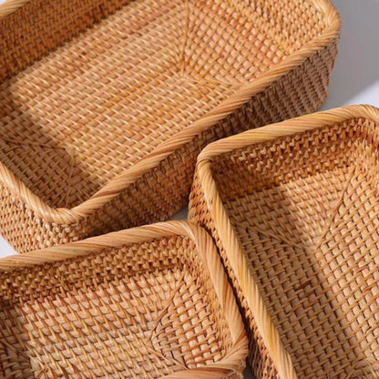 Rectangular Storage Basket Hand-Woven Akifuji Rattan