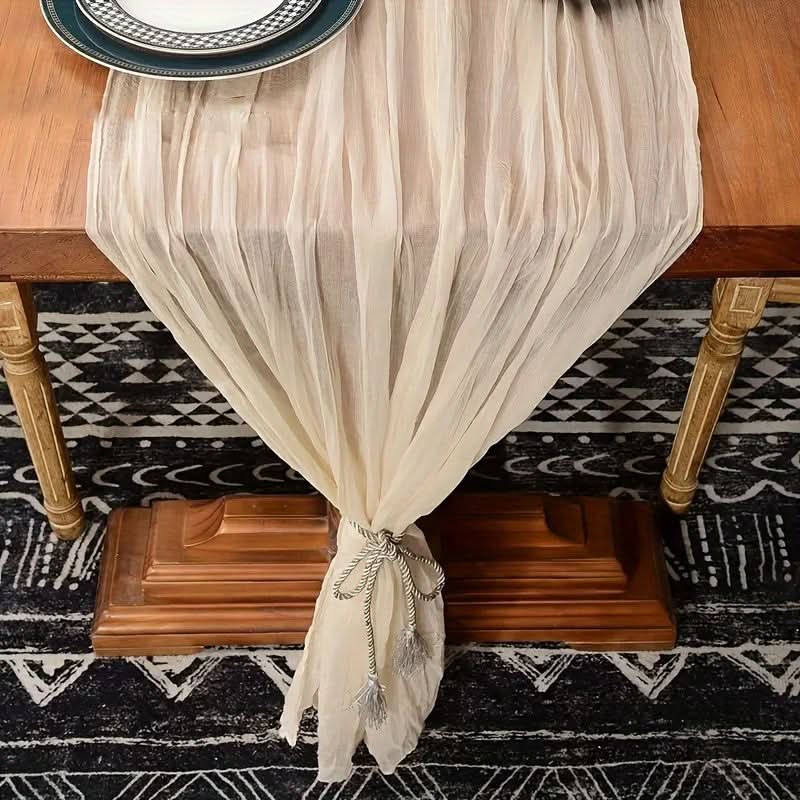 Rectangular Tablecloth Lightweight Crinkled Polyester Gauze Reusable