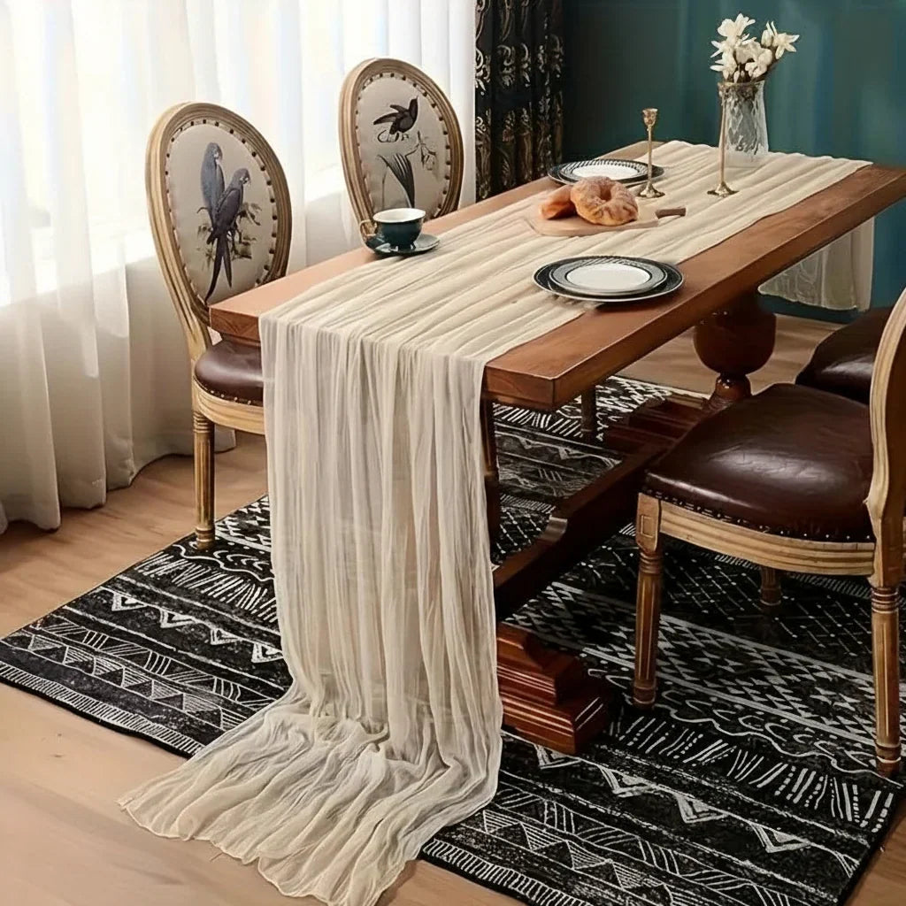 Rectangular Tablecloth Lightweight Crinkled Polyester Gauze Reusable