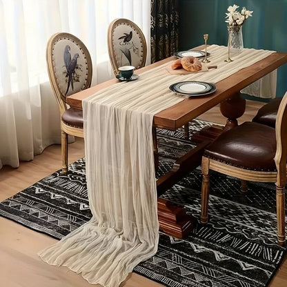 Rectangular Tablecloth Lightweight Crinkled Polyester Gauze Reusable