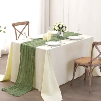 Rectangular Tablecloth Lightweight Crinkled Polyester Gauze Reusable
