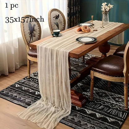 Rectangular Tablecloth Lightweight Crinkled Polyester Gauze Reusable